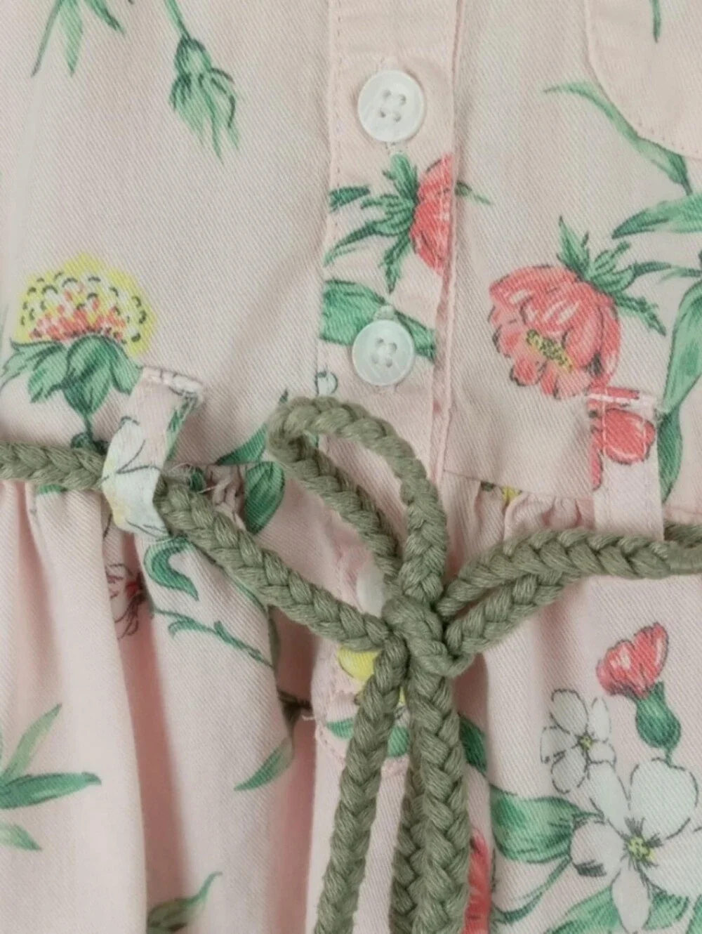 Carter’s girls size 9 mos light pink floral shirt dress with rope tie